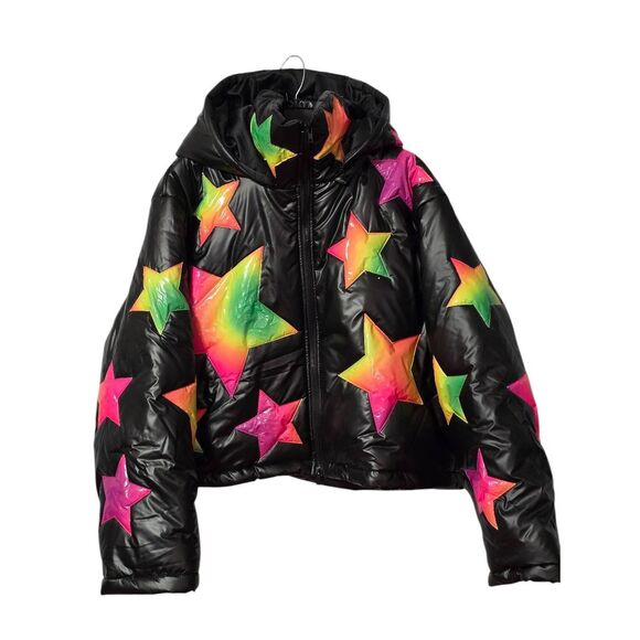 Dolls Kill Jackets & Blazers - Club Exx Vinyl Ombre Star Puffer Jacket
